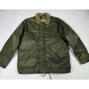 Vintage US Navy USN A-1 Extreme Cold Weather OD Green‎ Deck Jacket Mens Small